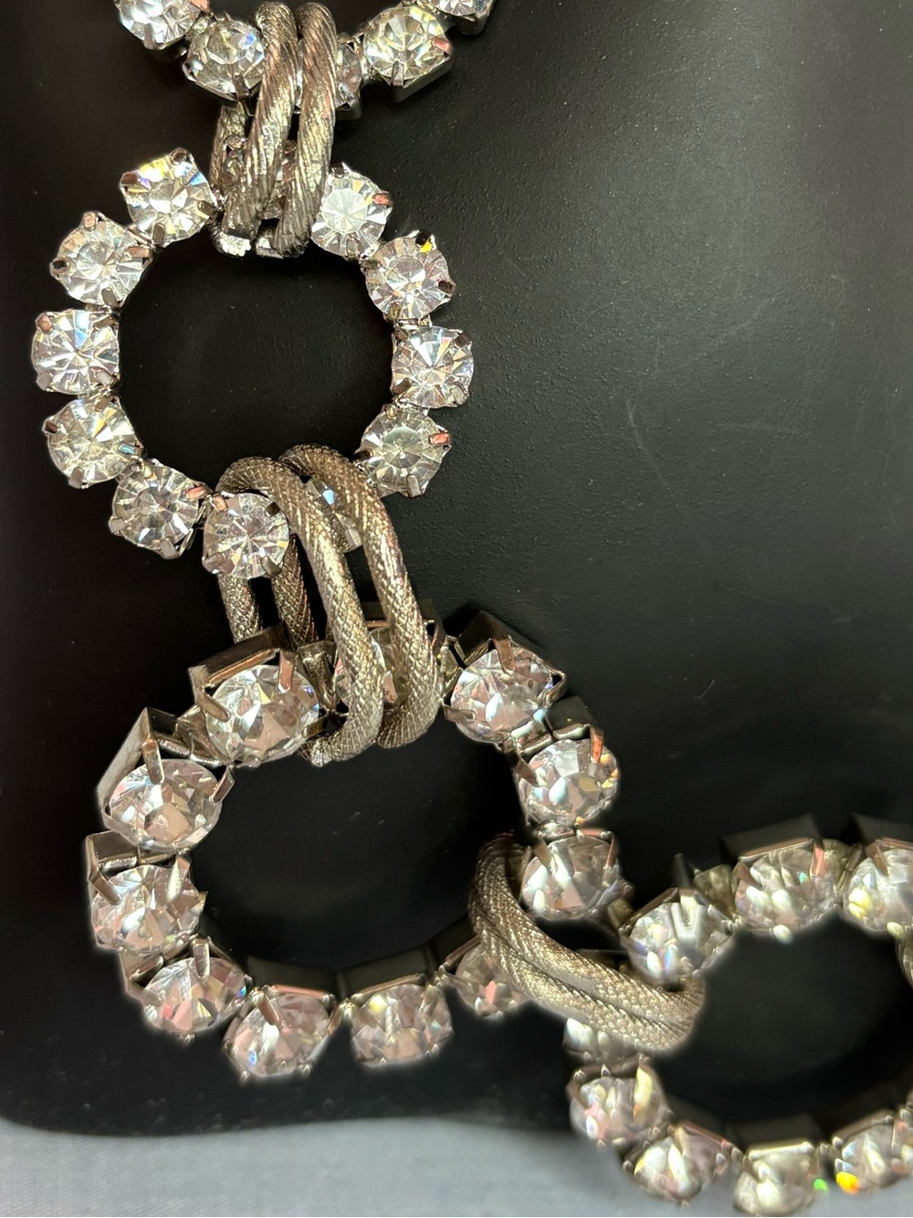 Unique Rhinestone Statement Necklace with Graduated Rhinestone Circles - Picture 6 of 14